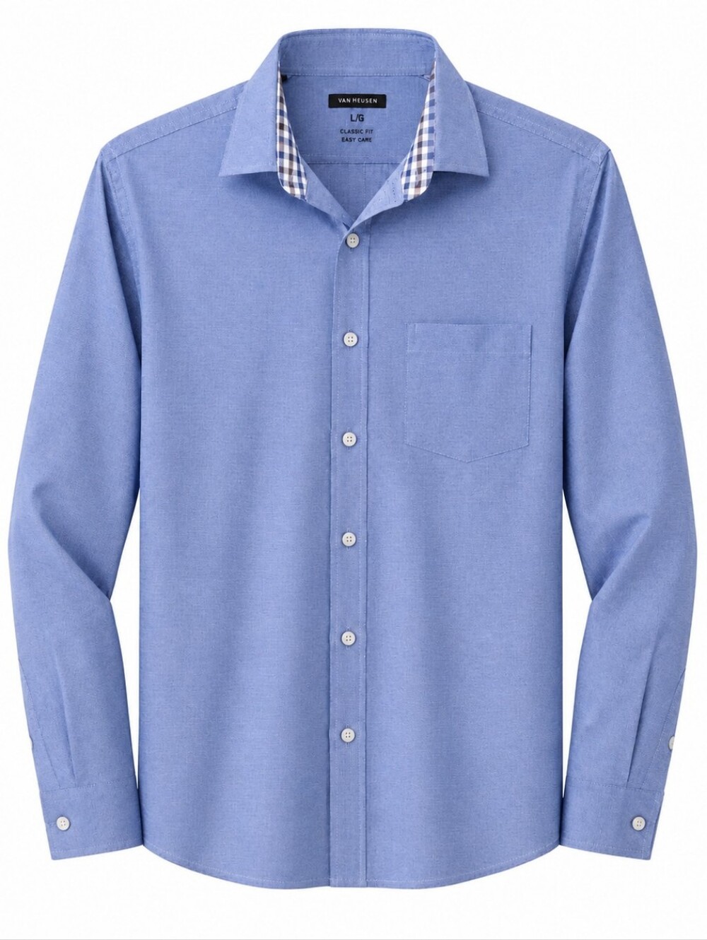 Van Heusen Light Blue Long Sleeve Dress Shirt with Contrast Collar Slim Fit L/G
